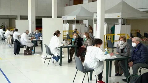 Covid-19 vaccination centre for the elderly Stock Footage 151758291