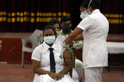 COVID-19 vaccination program for school childrens in Sri Lanka, Colombo - 15 Oct Stock Photos