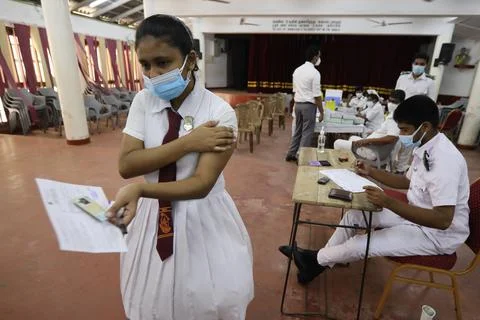 COVID-19 vaccination program for school childrens in Sri Lanka, Colombo - 15 Oct Stock Photos