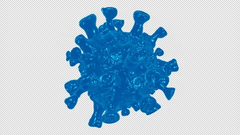 Covid-19 virus animation loop red to blue color Stock Footage 153358015