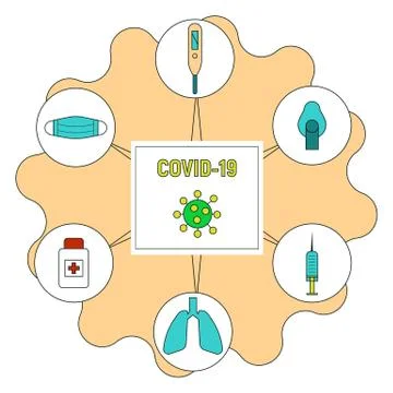 COVID 19 virus icons set. Stock Illustration