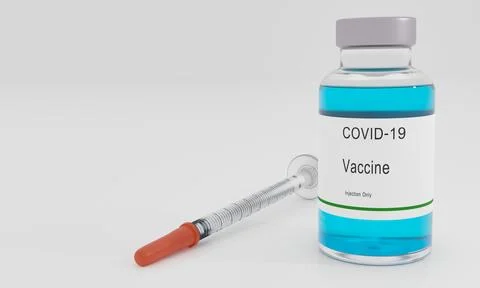 Covid-19 virus nCoV Concept. Virus vaccine for injection with syringe. Medi.. Stock-Illustration