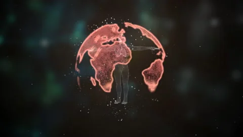 Covid-19 virus report broadcasting introduction with virus spreading worldwide Stock Footage 132843827