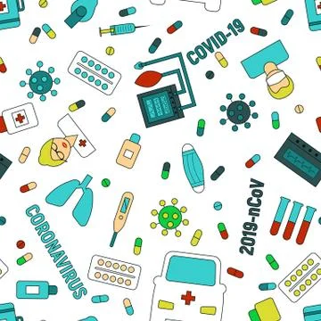 COVID 19 virus seamless pattern background Illustrazione stock