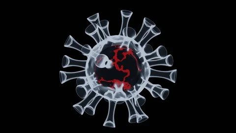 COVID-19 virus under microscope title concept. Coronavirus xray, asian flu de Stock Footage 124603326