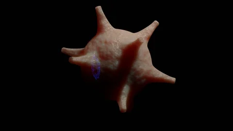 COVID-19 virus under microscope holographic blue DNA animated Coronavirus mut Stock Footage 125265425