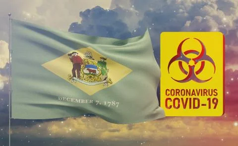 COVID-19 Visual concept - Coronavirus COVID-19 biohazard sign with flags of the Stock-Illustration