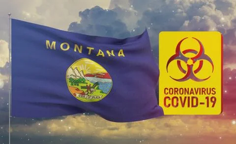 COVID-19 Visual concept - Coronavirus COVID-19 biohazard sign with flags of the Stock Illustration