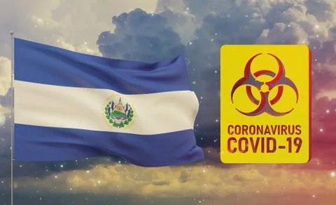 COVID-19 Visual concept - Coronavirus COVID-19 biohazard sign with flag of El Stock-Illustration
