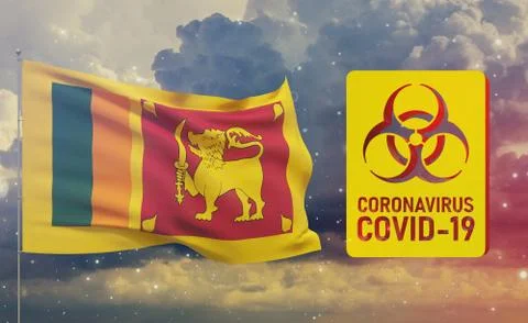 COVID-19 Visual concept - Coronavirus COVID-19 biohazard sign with flag of Sri Stock-Illustration