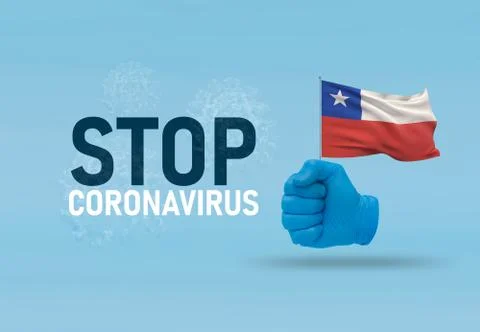 COVID-19 Visual concept - hand-text Stop Coronavirus, hand-gesture versus virus Stock-Illustration