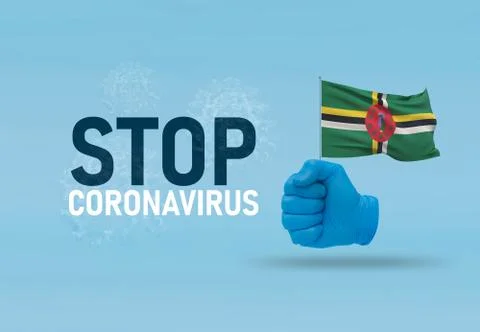 COVID-19 Visual concept - hand-text Stop Coronavirus, hand-gesture versus virus Ilustração Stock