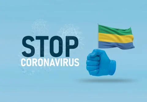COVID-19 Visual concept - hand-text Stop Coronavirus, hand-gesture versus virus Illustrazione stock
