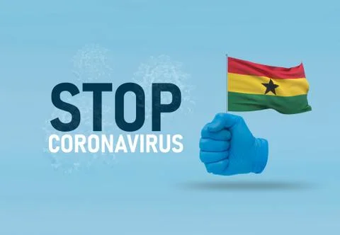 COVID-19 Visual concept - hand-text Stop Coronavirus, hand-gesture versus virus Stock-Illustration