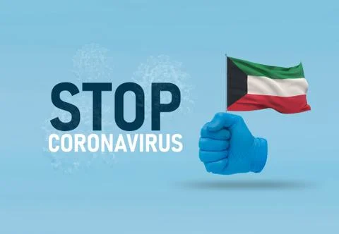 COVID-19 Visual concept - hand-text Stop Coronavirus, hand-gesture versus virus Stock-Illustration
