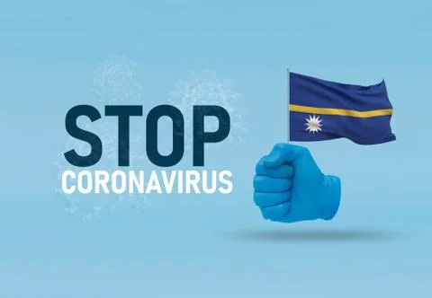 COVID-19 Visual concept - hand-text Stop Coronavirus, hand-gesture versus virus Illustrazione stock