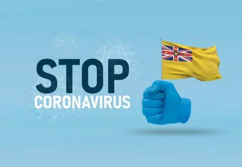 COVID-19 Visual concept - hand-text Stop Coronavirus, hand-gesture versus virus Stock-Illustration