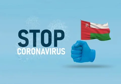COVID-19 Visual concept - hand-text Stop Coronavirus, hand-gesture versus virus Stock-Illustration