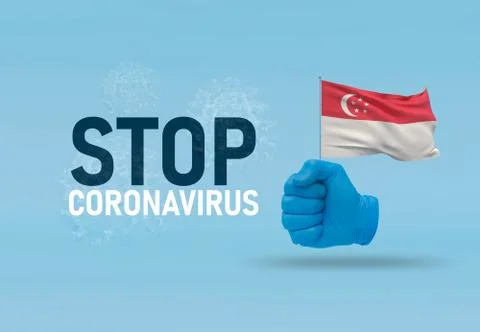 COVID-19 Visual concept - hand-text Stop Coronavirus, hand-gesture versus virus Illustrazione stock
