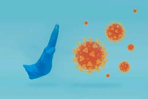 COVID-19 Visual concept - stop hand-gesture to virus infection. Stop sign with Illustrazione stock