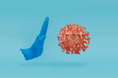 COVID-19 Visual concept - stop hand-gesture to virus infection. Stop sign with Stock-Illustration