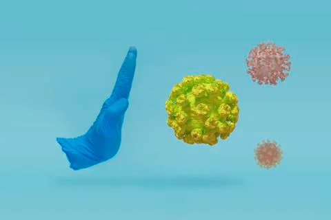 COVID-19 Visual concept - stop hand-gesture to virus infection. Stop sign with Stock Illustration