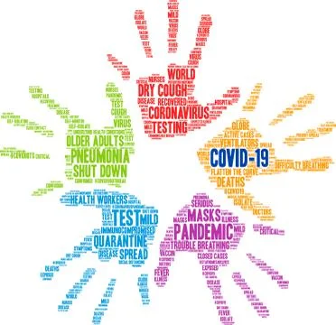 COVID-19 Word Cloud Stock Illustration
