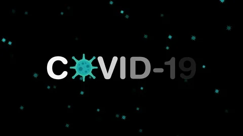Covid-19 is written in the middle of the screen and at the bottom there are some Stock-Footage 127206670
