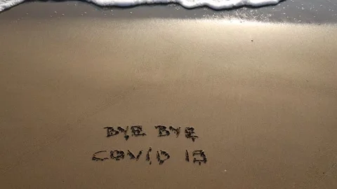 Covid 19  Written On The Sand Stock Footage 143219302
