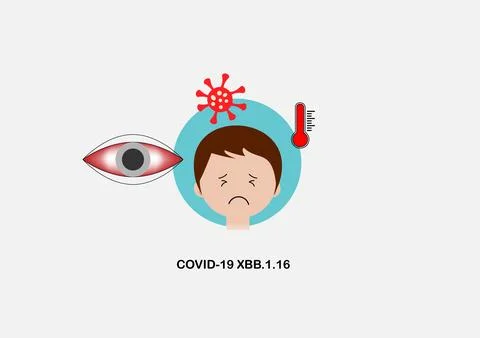 Covid-19 XBB.1.16 variant causing itchy conjunctivitis イラスト素材