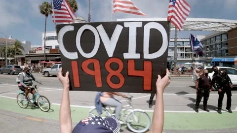 Covid 1984 Protest Sign Stock Footage 159772440