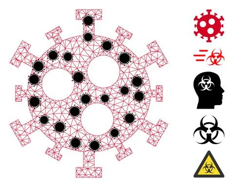 Covid-2019 Virus Wire Frame Mesh Pictogram with Infectious Nodes Illustrazione stock
