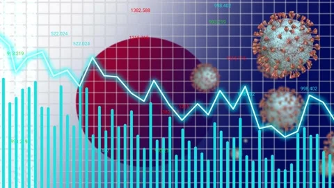 Covid analysis background on half Japan flag Stock Footage 229537271