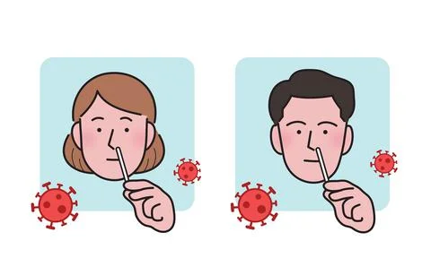 Covid antigen self-test with nasal swab-man and woman Stock Illustration