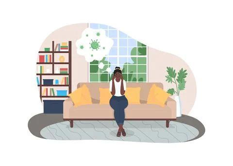 Covid anxiety 2D vector web banner, poster Illustrazione stock