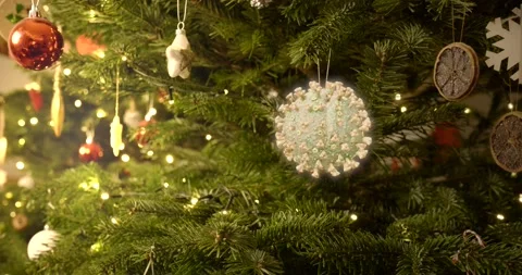 "Covid bauble" on a Christmas tree Stock Footage 166560951