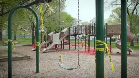 Covid Closed Playground Stock Footage 133829872