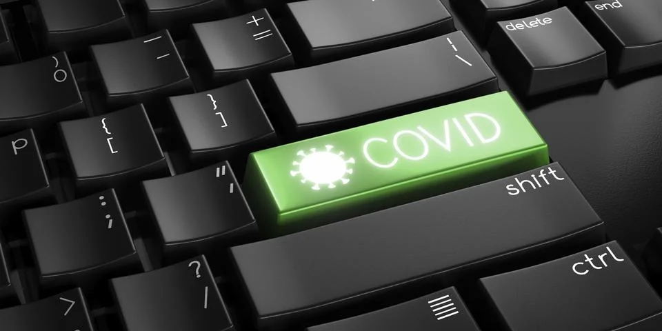 Covid - computer keyboard - 3D illustration 库存插图