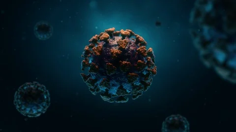 COVID Coronavirus Omicron 3D animation render of virus cell under microscope Stock Footage