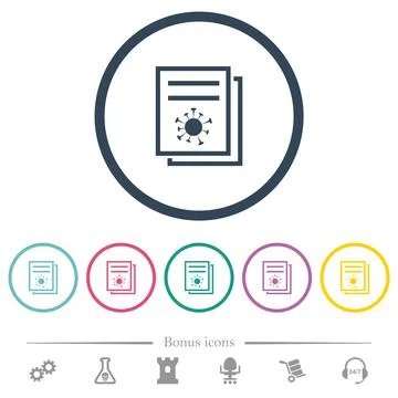 Covid documentation flat color icons in round outlines Stock Illustration