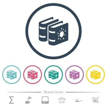 Covid documentation flat color icons in round outlines Stock Illustration