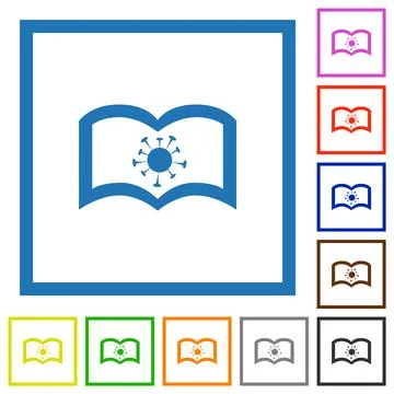 Covid documentation flat framed icons Stock Illustration