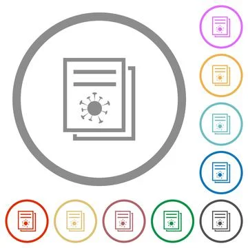 Covid documentation flat icons with outlines Stock Illustration