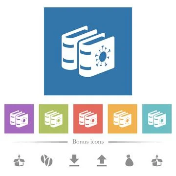 Covid documentation flat white icons in square backgrounds Stock Illustration