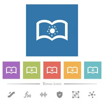 Covid documentation flat white icons in square backgrounds Stock Illustration