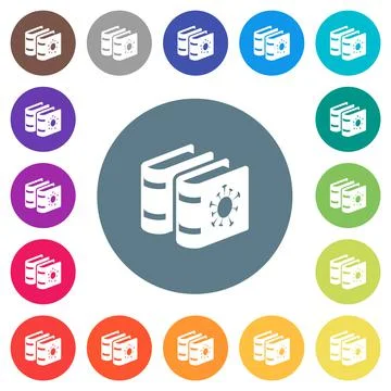 Covid documentation flat white icons on round color backgrounds Stock Illustration