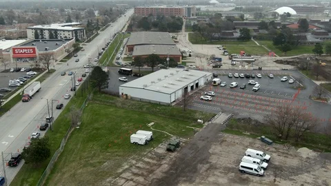 Covid Drive-Through Testing Aerial Harwood Heights, IL 2020 库存影片 129164190