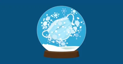 Covid Face Mask Snow Globe Holiday Animation Stock Footage 144617485