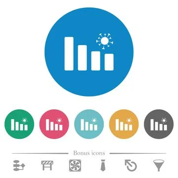 Covid graph flat round icons Stock Illustration