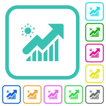 Covid graph vivid colored flat icons Stock Illustration